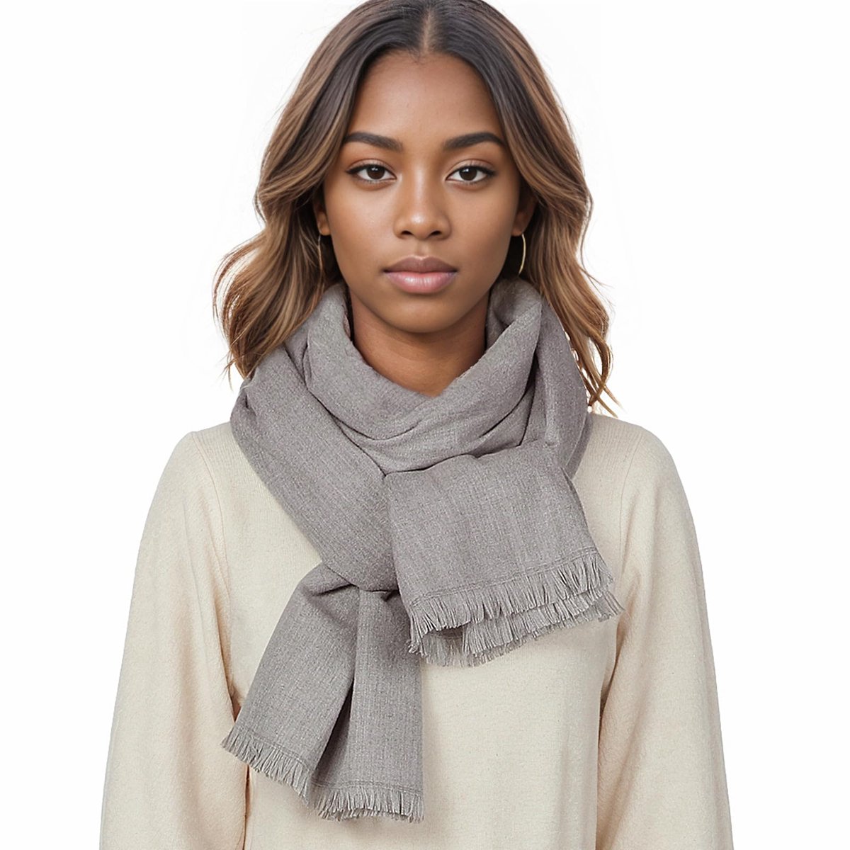 sjaal dames grote winter warme sjaal wrap stola voor vrouwen avondjurk bruiloft sjaal, lichtgrijs, L