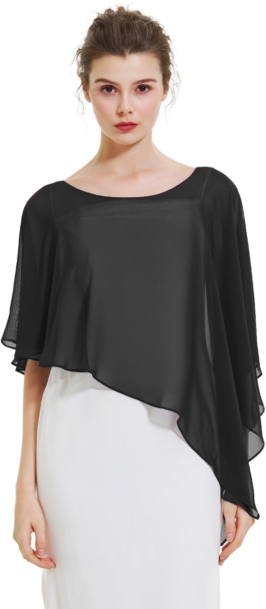 Chiffon Sjaal Stola Dames Feest Capeletten Gaas Bolero met Knoop voor Bruidsgasten Zomer Bruiloft