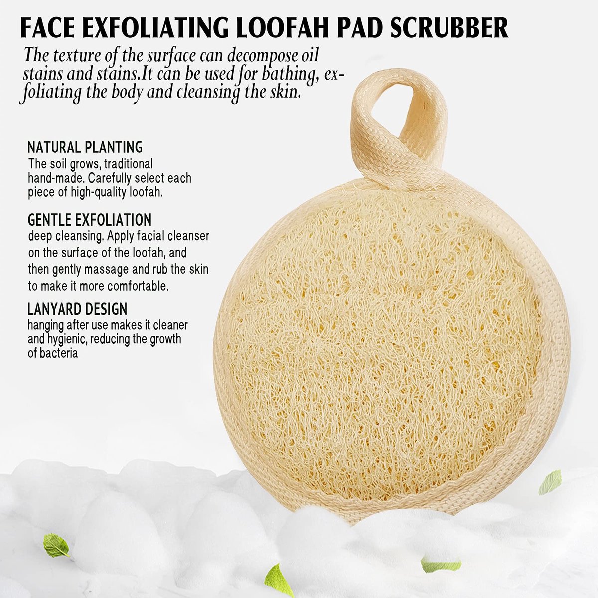 Exfoliërende loofah pad scrubber, handmatige reiniging en make-up remover borstel 4 stuks, natuurlijke luffaspons pad om massage poriën en schoon mee-eters zonder pijn de huid