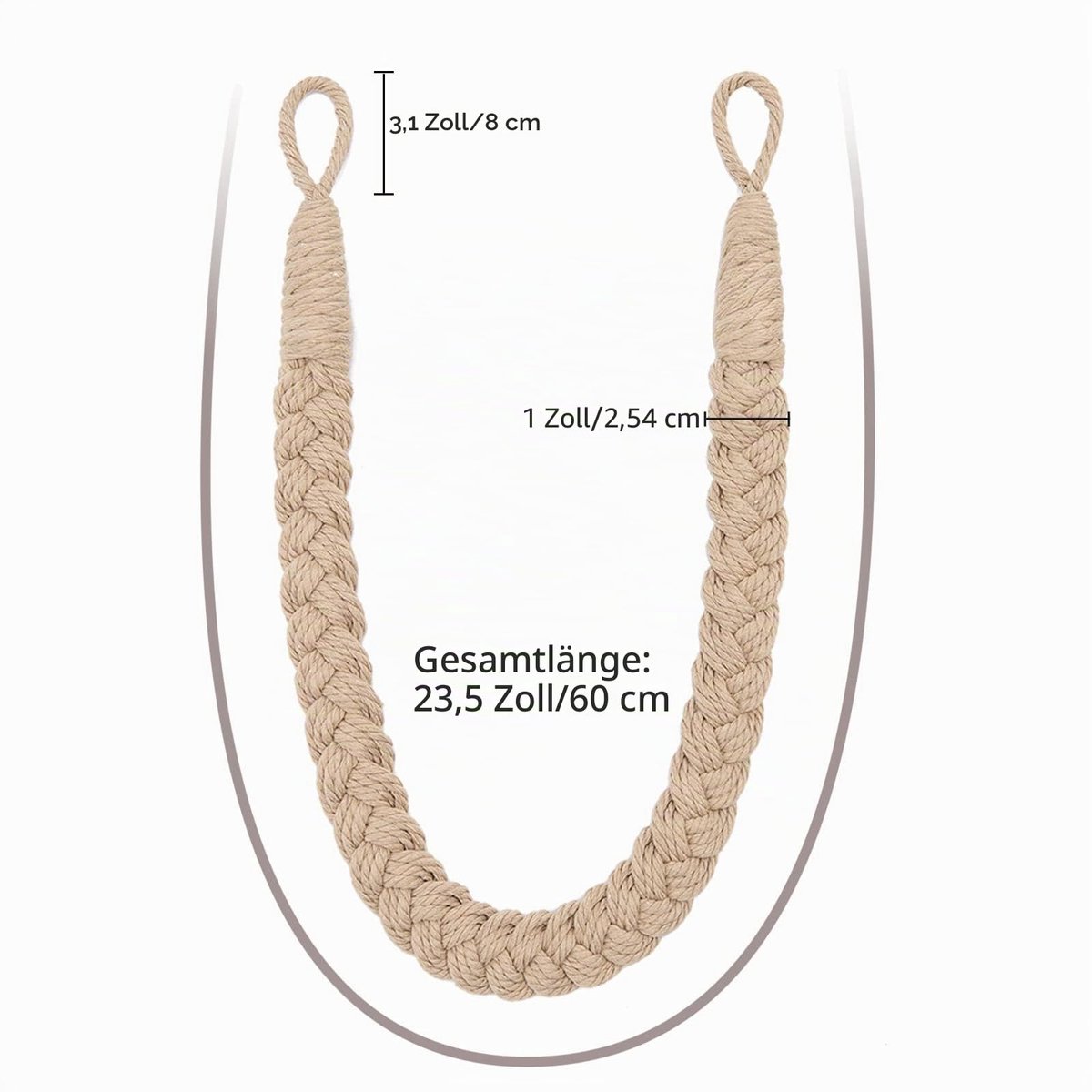 Jolly 2 stuks natuurlijk katoenen touwgordijn Tiebacks Elegante Boho Stijl Decoratieve Draperie Ruggen Zachte Handgeweven Touw Gordijn Holdbacks met Metalen Haak voor Thuis & Kantoor Draper