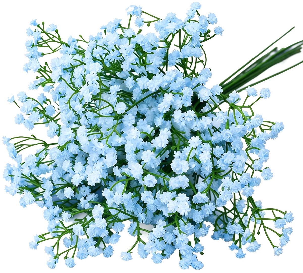 12 stuks Kunstgipskruid, Baby's Breath Kunstbloemen voor Bruidsboeketten en Vaasdecoratie, 28 cm Lang, Lichtblauw