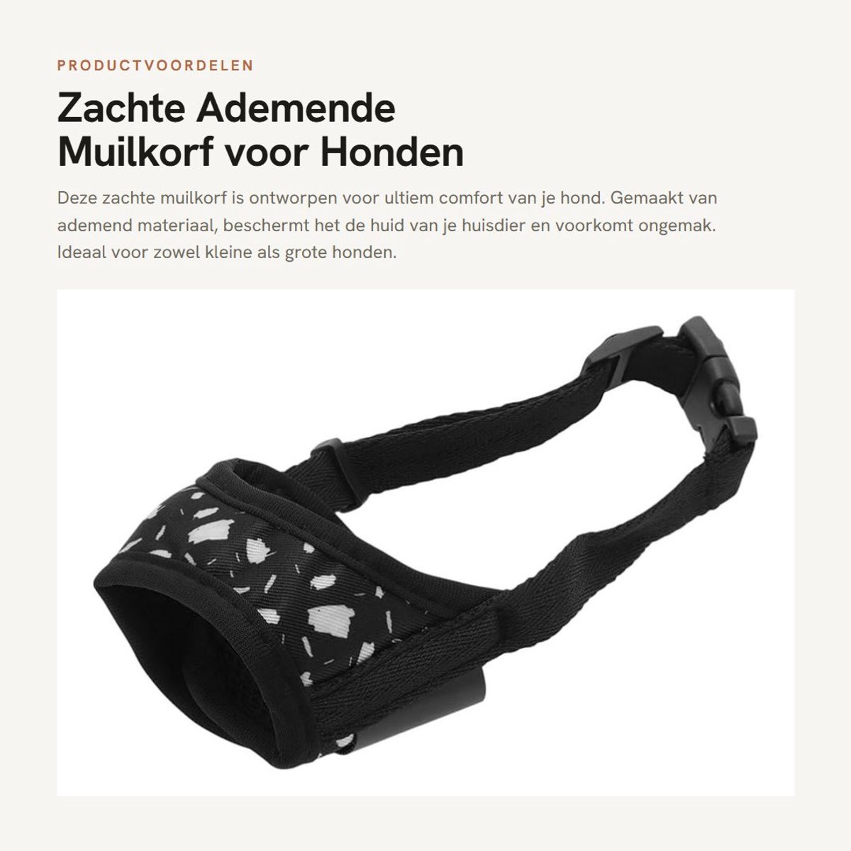 Dailygoods- Hondenmuilkorf Zacht - Ademend - Verstelbare Riem - Voor Kleine/Middelgrote/Grote Honden - Veiligheid - Comfortabel - Muilkorf
