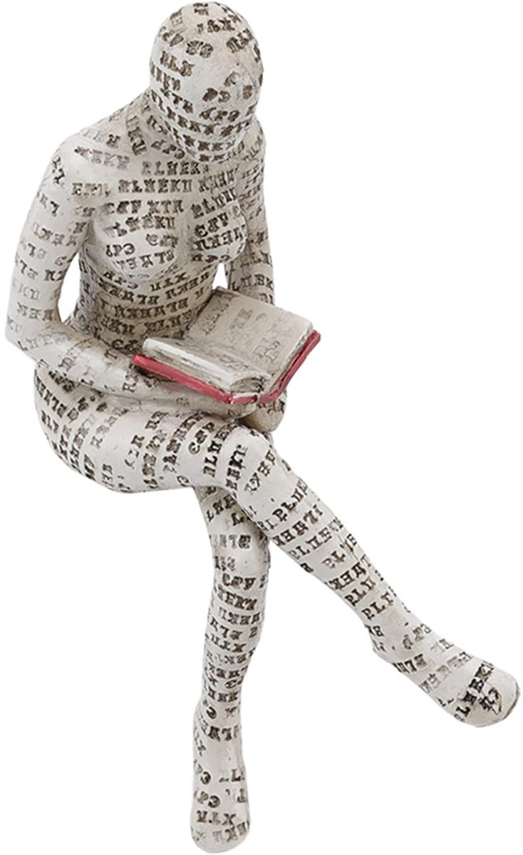 Dailygoods- Beeldje Vrouw Lezend - Hars Sculptuur - Decoratie voor Binnen - Weerbestendig - Handgeschilderd - Exquise Afwerking - Decoratiebeeldje