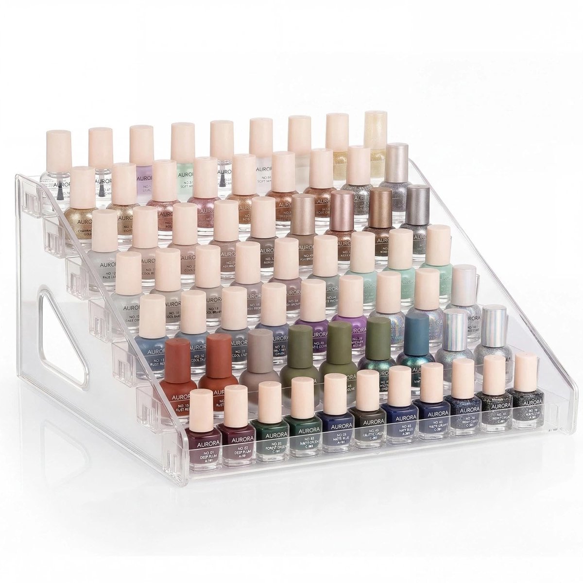 Dailygoods- Nagellak-organizer ruimtebesparend - Acryl - Doorzichtig - Opbergstandaard - Display - Capaciteit 70 flessen - Cosmetica-organizer