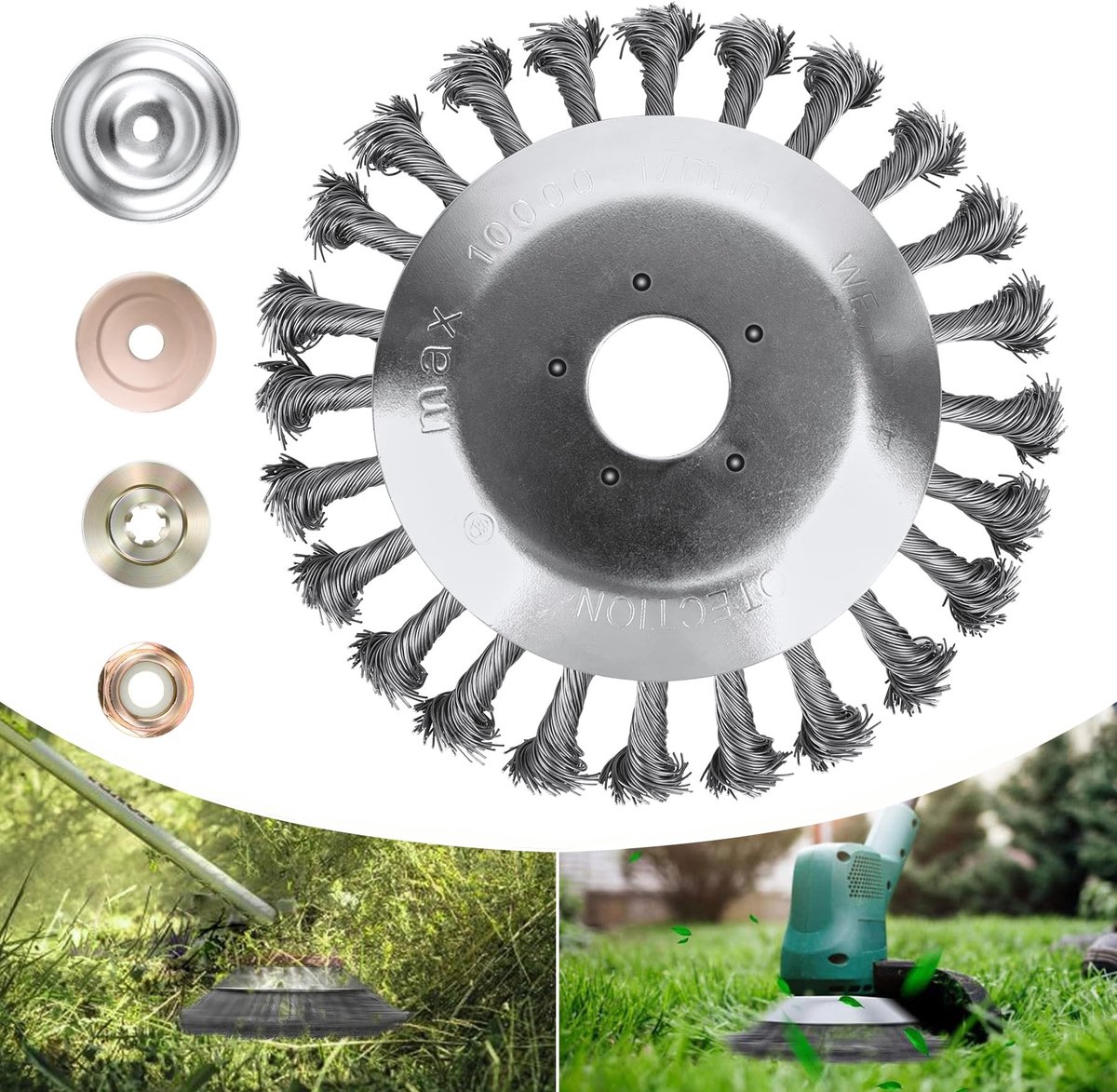 Dailygoods- Onkruidborstel Professioneel - Stalen Borstels - 15 cm - Hoge Stabiliteit - Eenvoudige Montage - Geschikt voor Grastrimmer - Onkruidverdelger