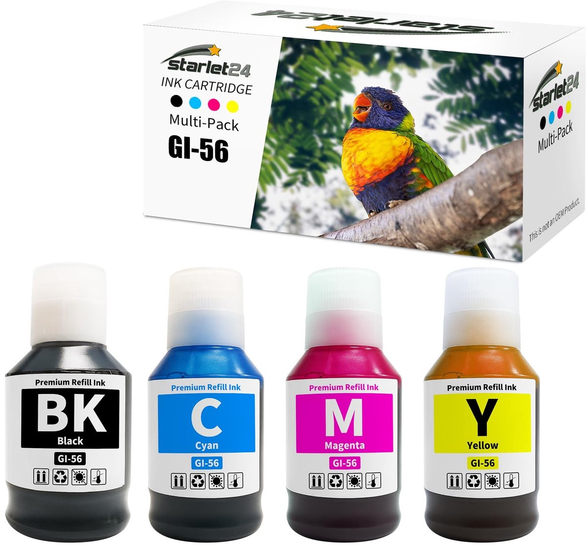 Dailygoods - 4 x GI-56 Inkt - Compatibel met Canon Maxify