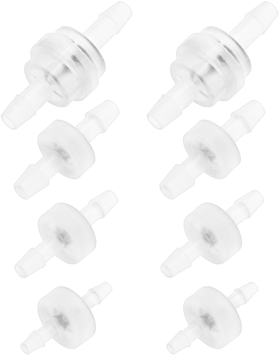 Dailygoods- Terugslagklep Set - 8 Stuks - 3mm/4mm/5mm/6mm - Hoogwaardige Kunststof - Temperatuurbestendig tot 100°C - Voor Vloeistoffen/Gassen