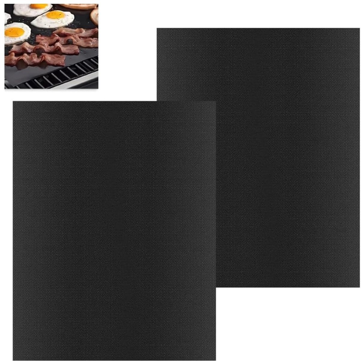 Dailygoods - Baking Mats, 2 siliconen bakmatten, 40 x 50 cm, magnetronmatten, zwart, herbruikbare bakmatten, geschikt voor grillen, braden en bakken groenten