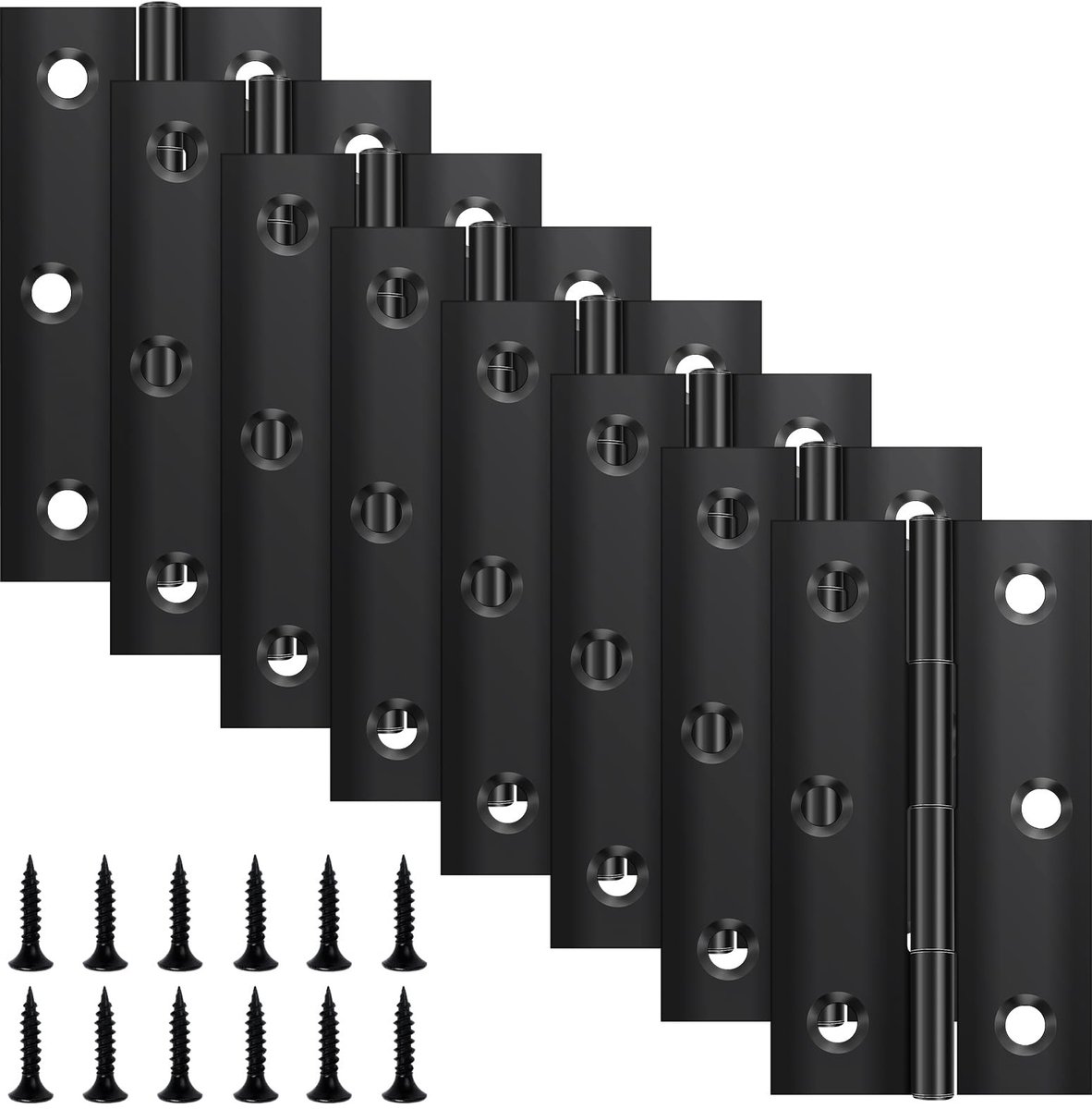 Dailygoods- Scharnieren 8 Stuks - Inklapbaar - Zwart Roestvrij Staal - Kleine Scharnieren - Deurscharnier - Afmetingen 68 × 38 mm