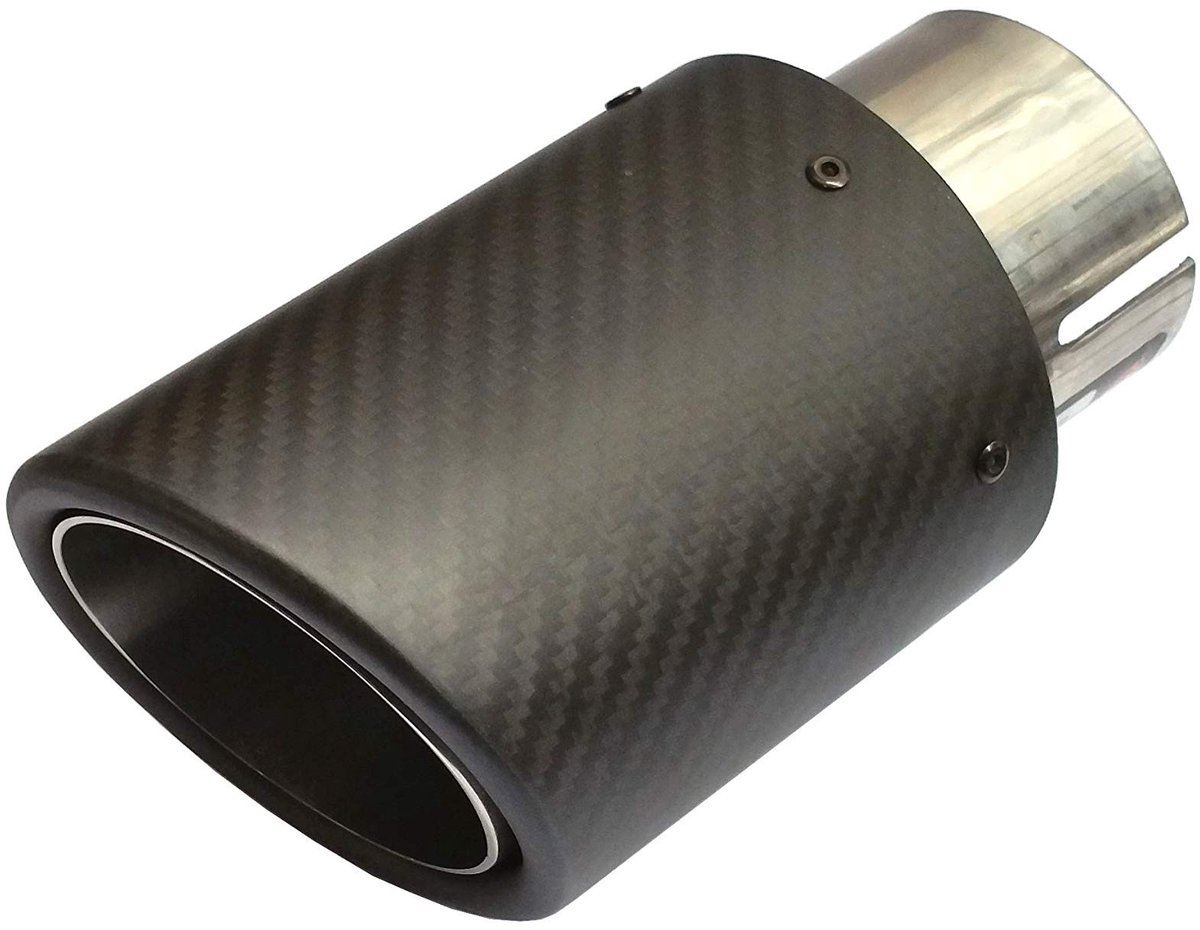 Dailygoods - Uitlaatpijp Mat Carbon Roestvrij Staal - Ø 76 mm