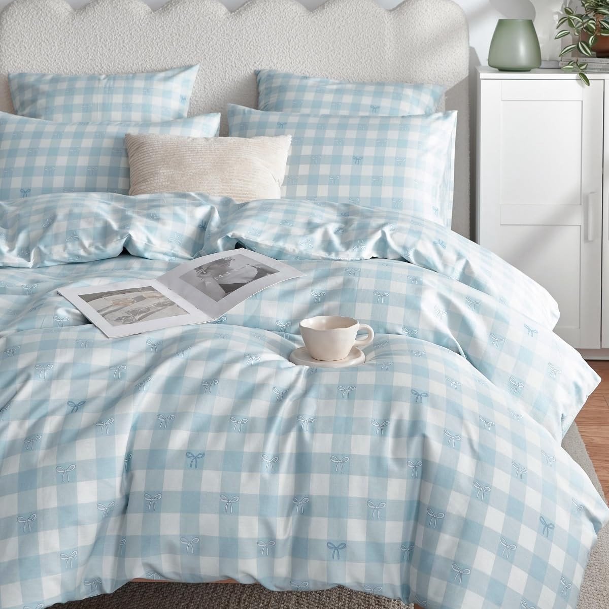 Dailygoods - Beddengoed - Katoen - Ademend - Blauw geruit - Dekbedovertrek met ritssluiting - Geschikt voor allergieën - 135 x 200 cm