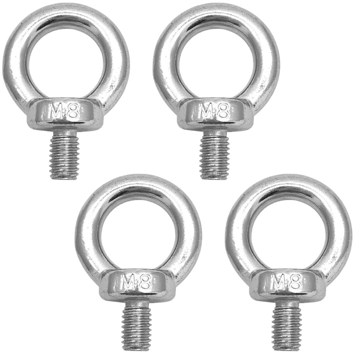 Dailygoods- Ringschroef M8 - 4 Stuks - Roestvrijstalen Oogschroef - Bevestigen van Ornamenten - Corrosiebestendig - Schroefdraadlengte 19 mm