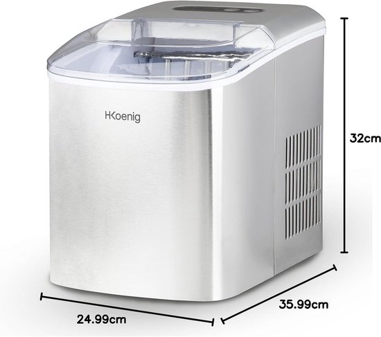 IJsblokjesmachine - 12kg per Dag - 2 Formaten IJsblokjes - IJs Binnen 13 Minuten - Compact voor op Aanrecht (Zilver) — afbeelding 5