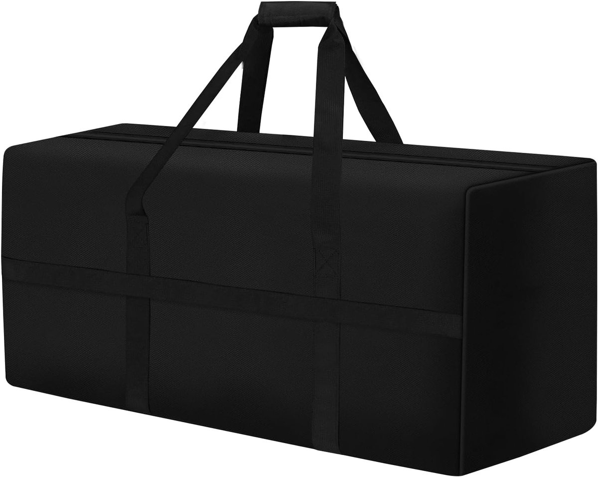 Opbergtas voor tuinkussen, 600D Oxford-stof, waterdicht, 102 x 52 x 72 cm, extra grote terrasmeubeltas, kussenorganizertas met rits en gevoerd handvat