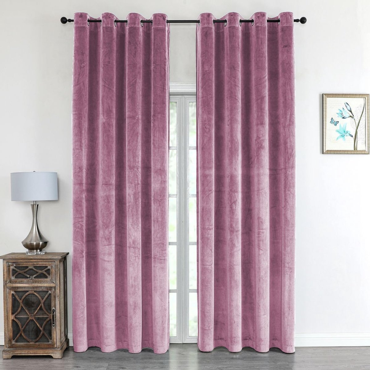 gordijn 140 x 245 cm oudroze met oogje ondoorzichtig