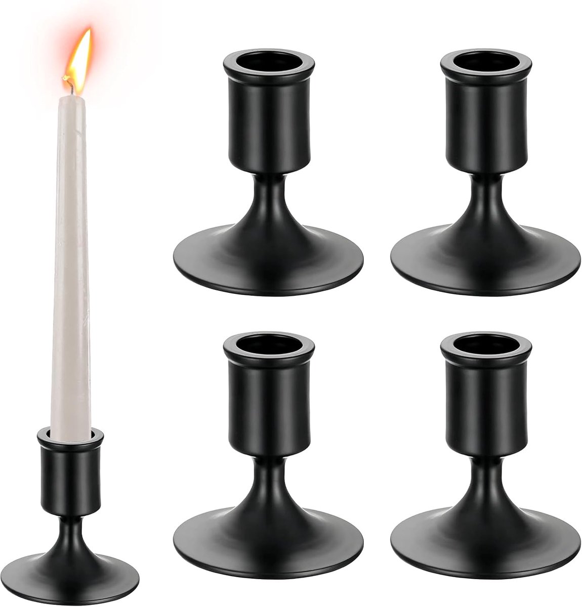 4 stuks kaarsenhouders, kaarsenhouder, kerstkandelaar, wijnglasband, voor kaarsen, kaarsen van gouden stok, Kerstmis, feest, slaapkamer, eettafel (zwart)