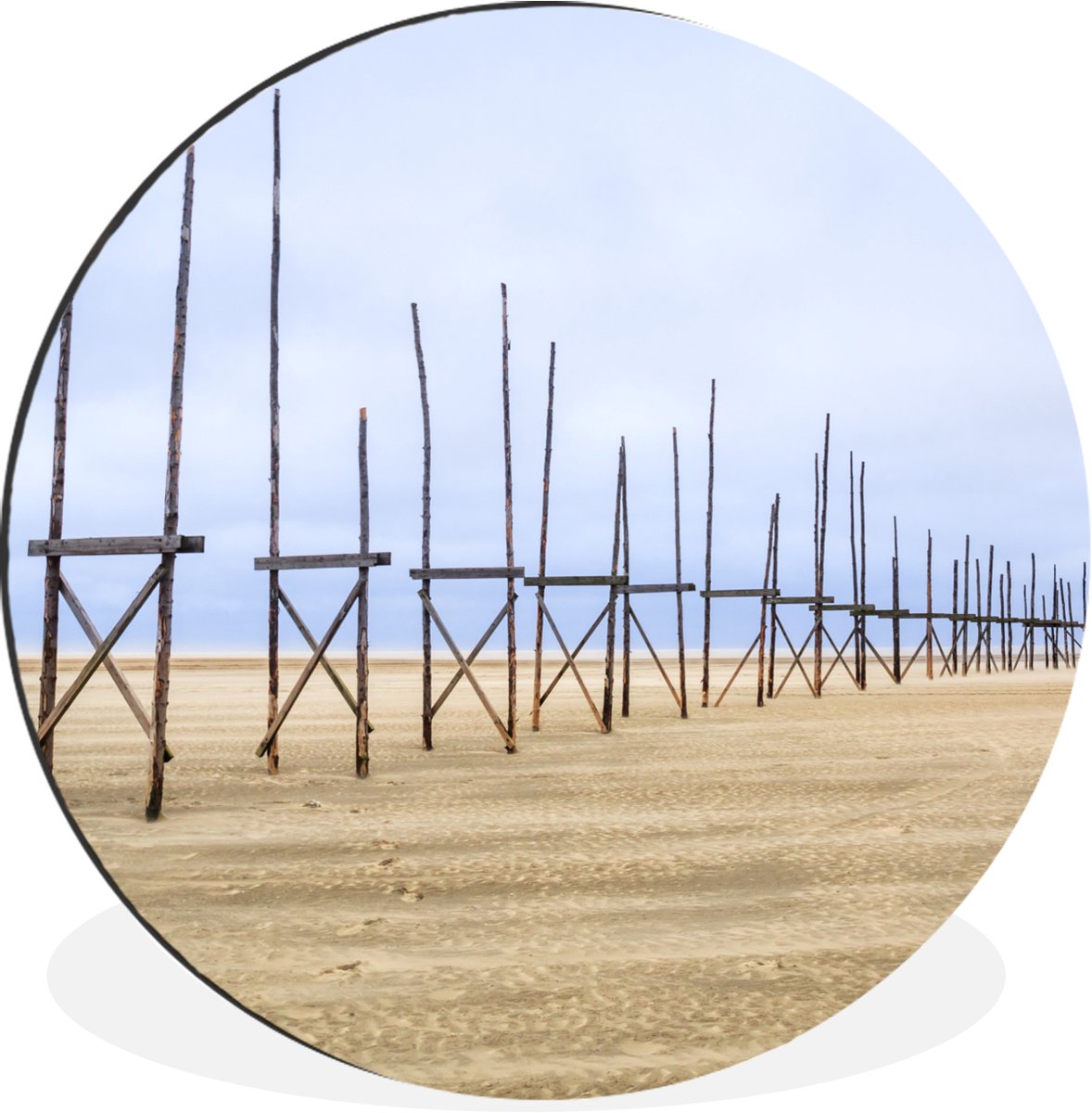 WallCircle - Wandcirkel - Muurcirkel - Palen op het strand van Vlieland - Aluminium - Dibo