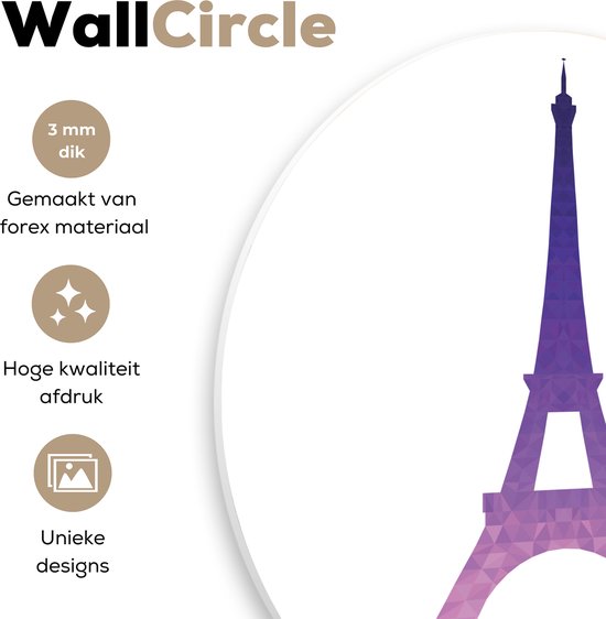 Une illustration colorée de l'assiette en plastique ronde murale Tour Eiffel Wall 150 cm XXL / Groot format!