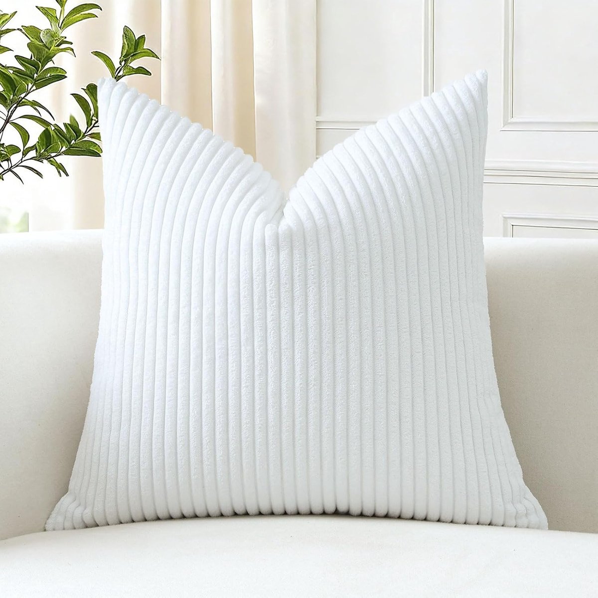 1 stuk corduroy kussensloop, kussenhoes, decoratieve bankkussens, sierkussen, sierkussensloop, decoratieve kussenslopen voor bank, woonkamer, 40 x 40 cm, wit