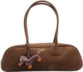 Flora&Co - PAOLO - suède look - hobotas/dames handtas - teckel charm - chocolat/bruin