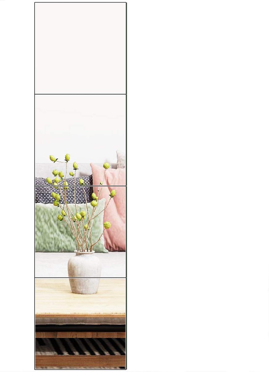 Full Length Wall Mirror Tiles, 12" x 12" x 4Pcs Frameless Wall Mounted Mirror Glass Wall Mirror for Home Gym, Door, Bedroom, Living Room