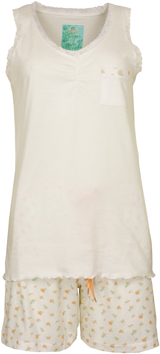 Tenderness Dames Shortama - Pyjama Set - V Hals - Wit - Maat XL