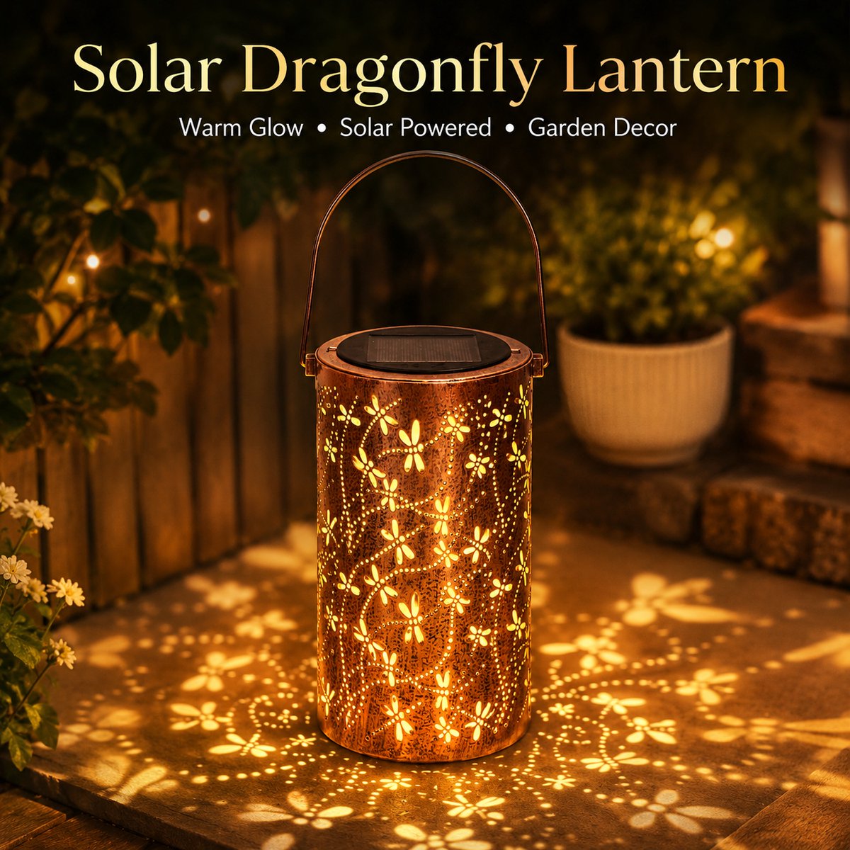 Oraymin Solar LED Tuinlamp Libel – IP44 Buitenlamp op Zonne-energie – Met Lichtsensor – 12 x 12 x 20 cm