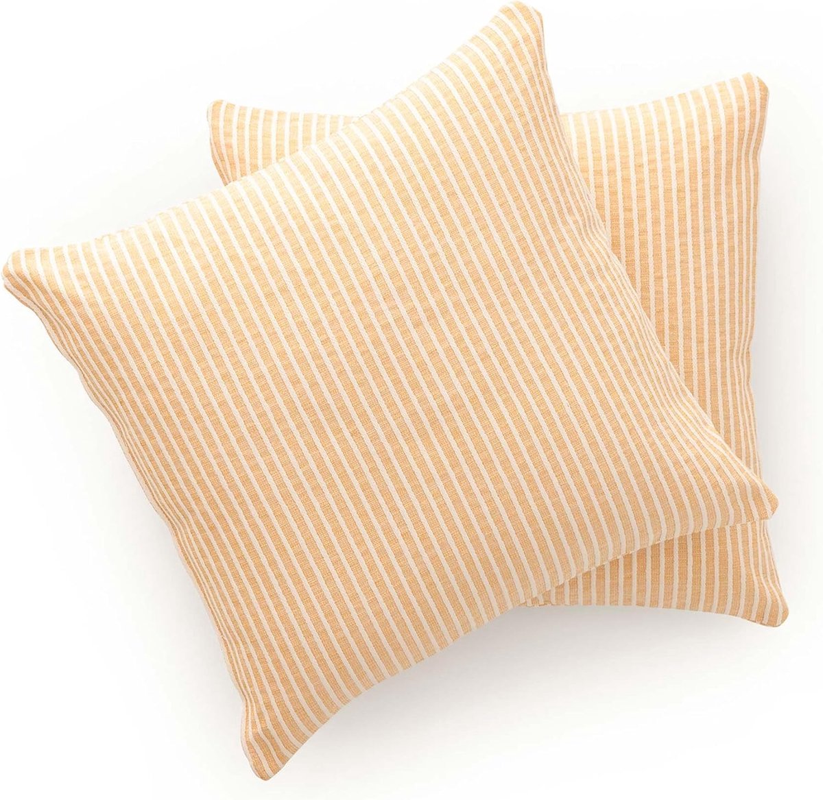 Set van 2 bankkussens, kussensloop 45 x 45 cm, decoratieve kussenhoezen met gestreepte ritssluiting, binnen en buiten, geel