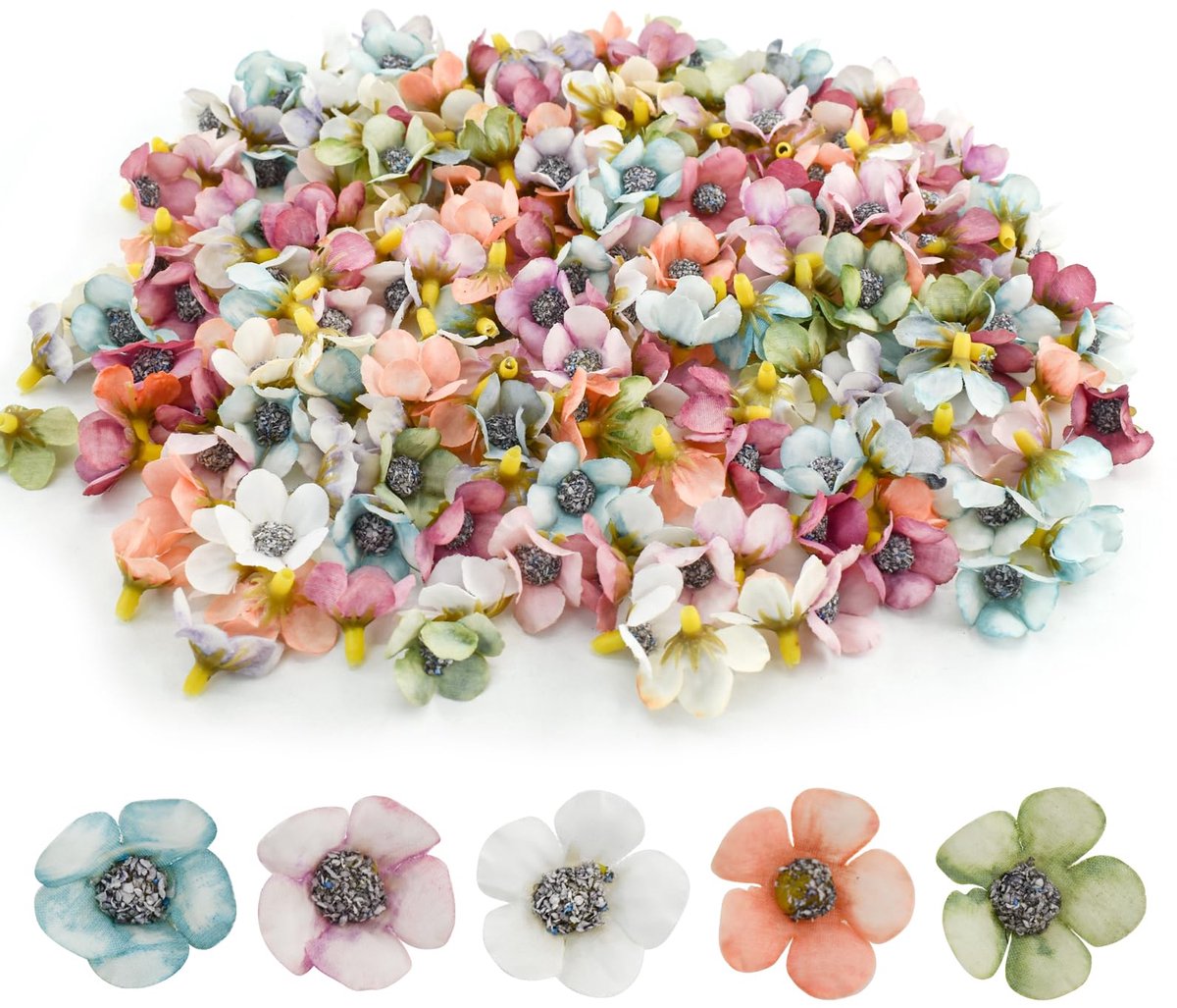 200 stuks kunstmatige madeliefjes bloemhoofden veelkleurig mini zijde madeliefje kleine bloemhoofden kunstmatige bloemen hoofden voor ambachten bruiloft slinger krans feest taart