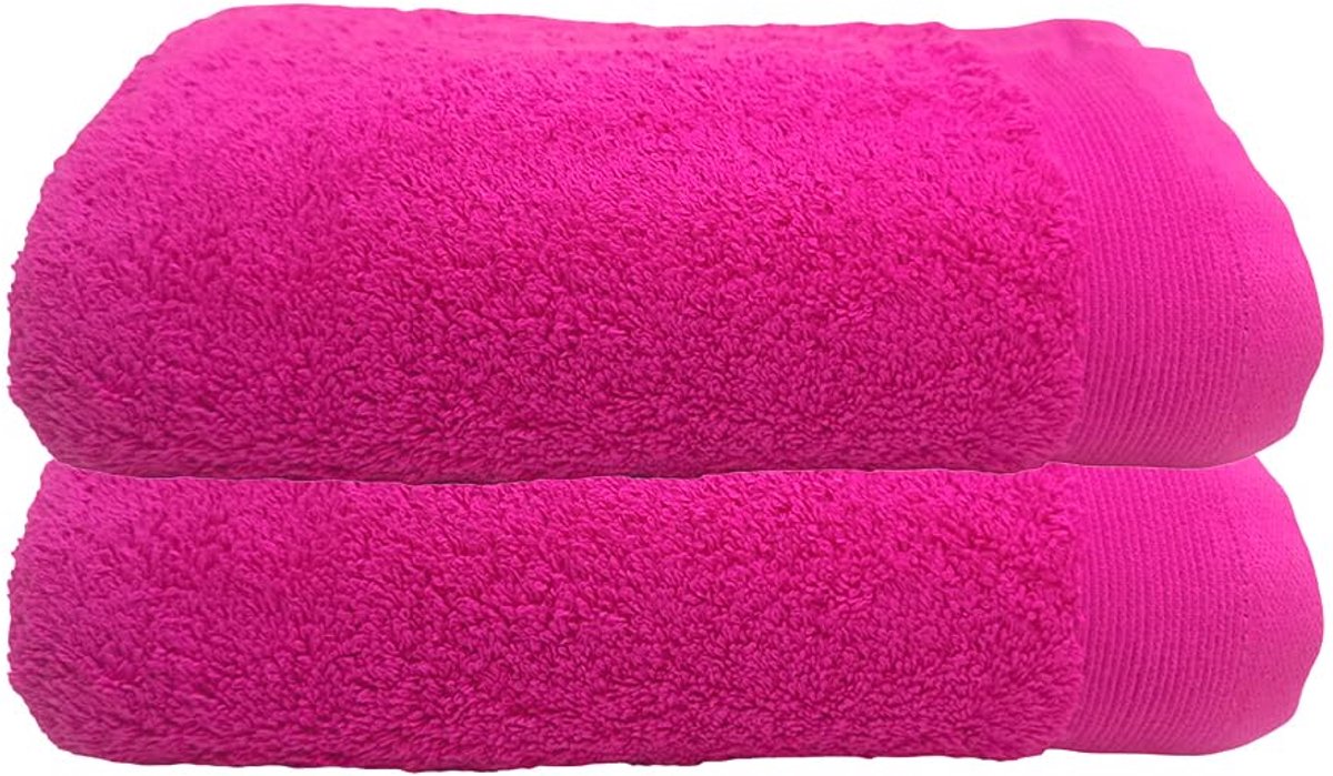 2 stuks badhanddoeken van 100% katoen (100 x 50 cm), zacht en licht, handdoek voor kaptafel, douche, reizen, sportschool, kinderen, klein, medium en groot, sneldrogend, 2 stuks (2, roze)