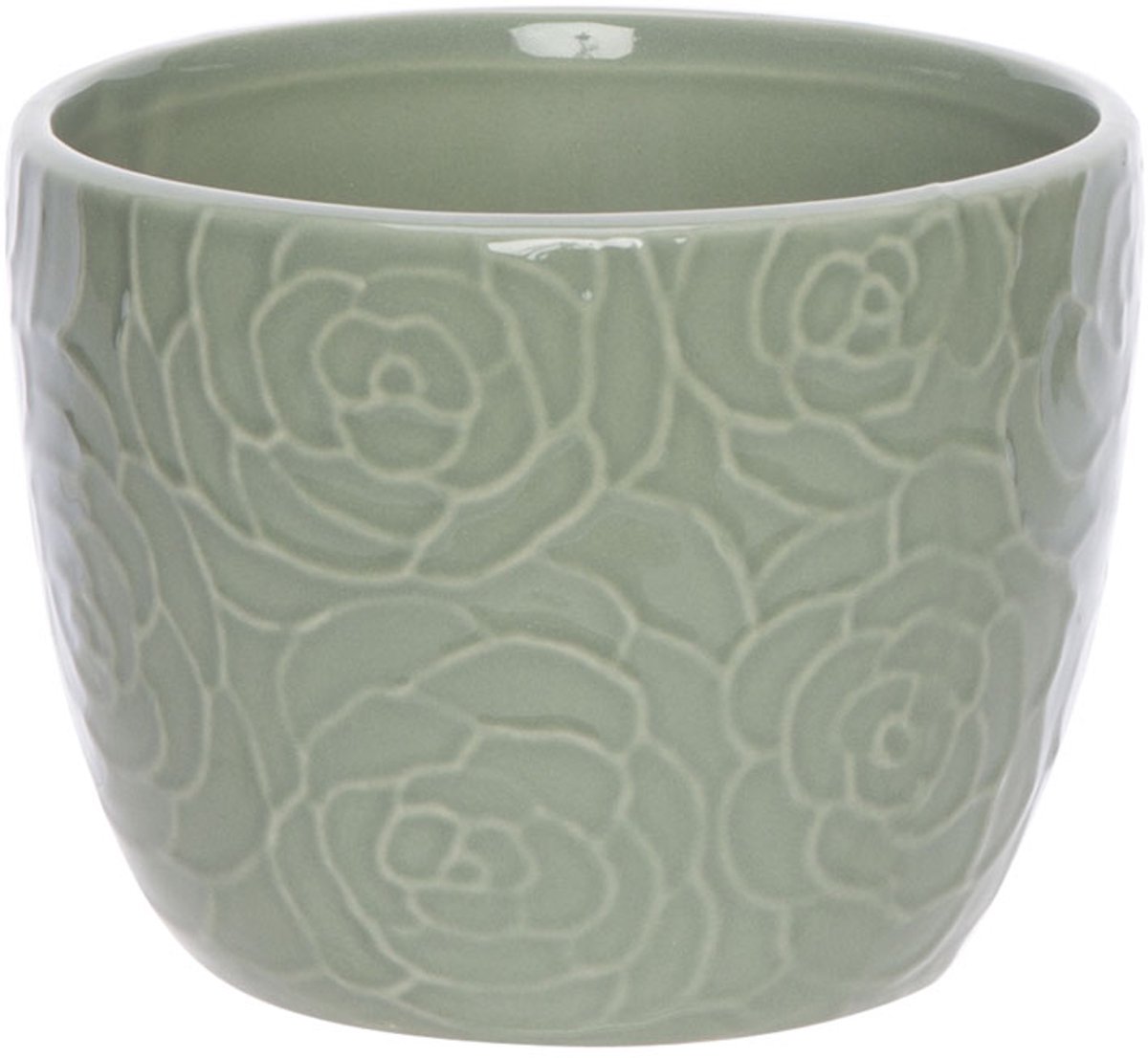 Cosy @ Home Bloempot Rose Groen D13xh10cm Rond Conis