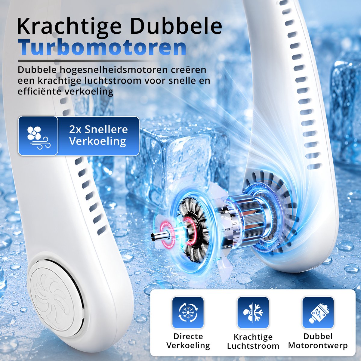 Draagbare Gezichtsventilator Nek Ventilator - Airco Gezichtsventilator & Handventilator - Portable Neck Fan — afbeelding 3