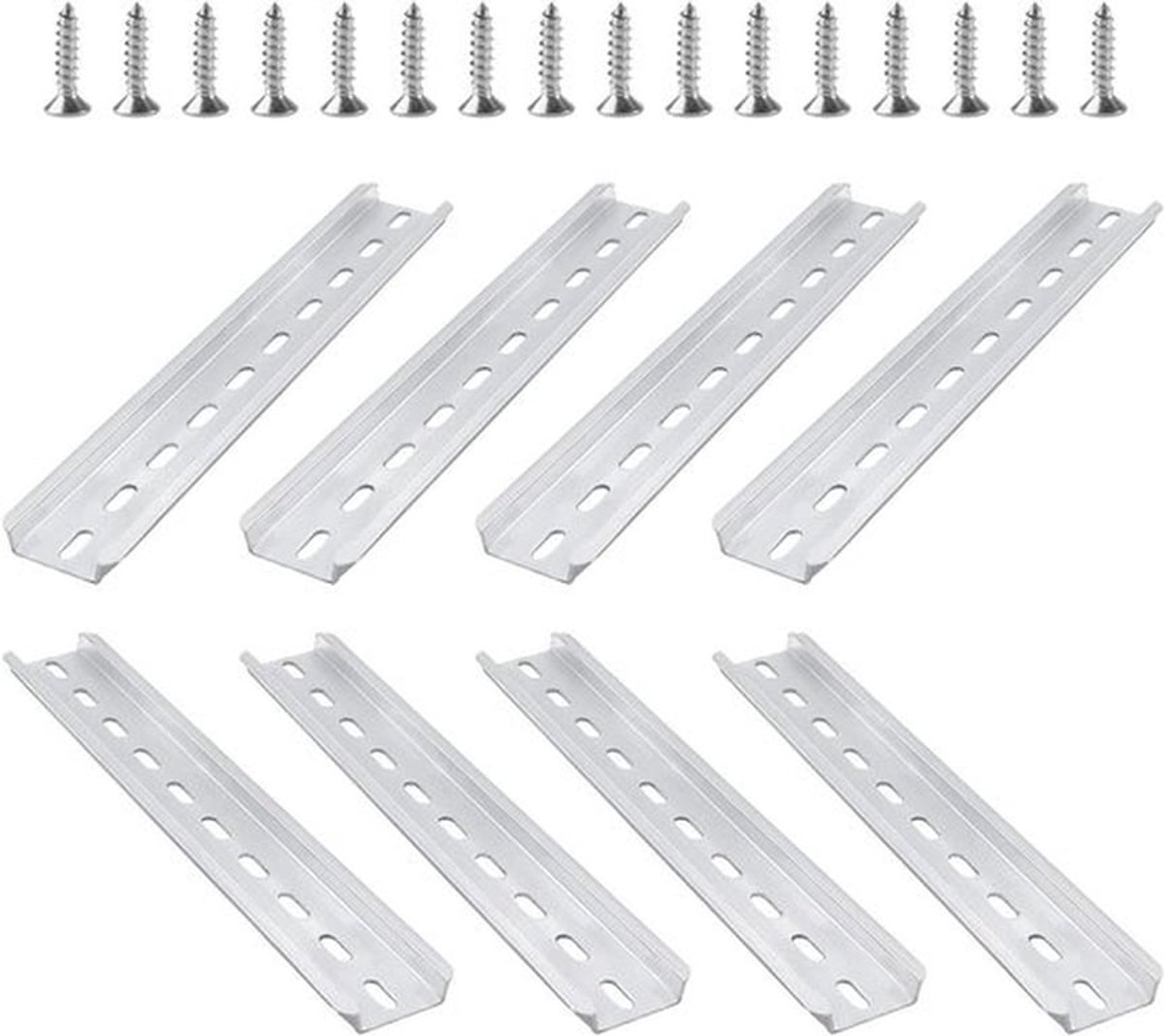 Aluminium DIN rails 200 mm lang - 8 stuks, 35 mm breed, voor verdeelkasten en elektrische besturingselementen
