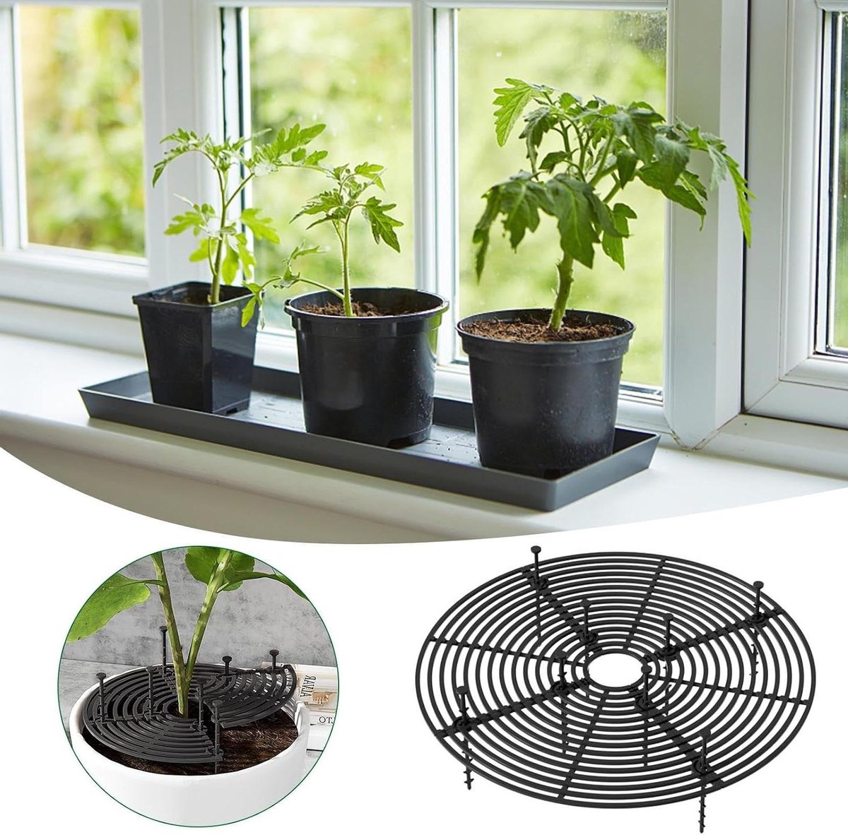 Bloempot Bodem Bescherming - Planten Bodem Cover - Voorkom Graven - Vrij In Te Knippen - Diameter 19-52 cm - Zwart