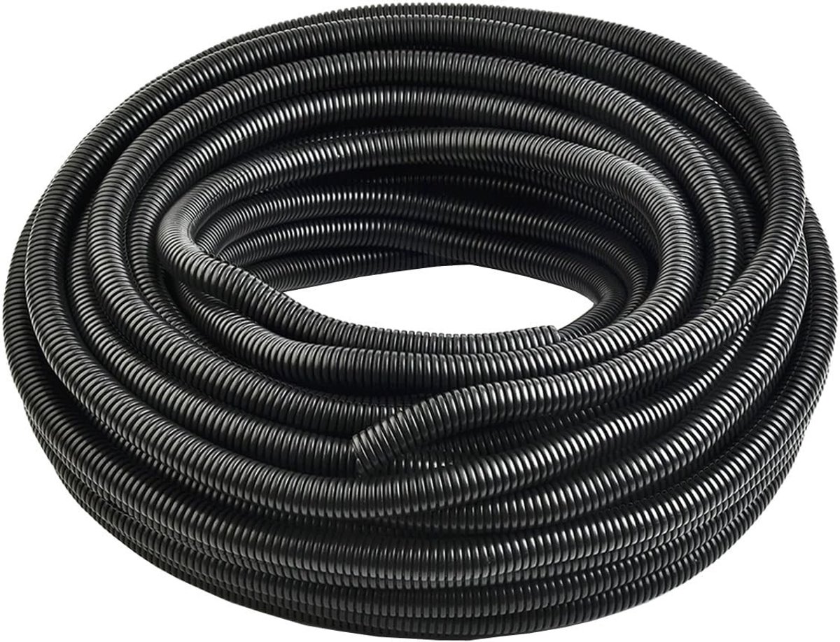 Ribbelbuis voor Kabelbescherming - Zwart - 10 mm - Polyethyleen - Voor Auto en Huishoudelijk Gebruik