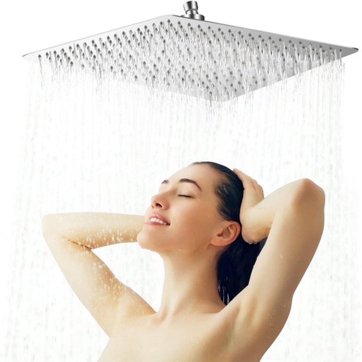 Ultra Slim Vierkante Regen Douchestraal van RVS - Waterval Douchekop voor Luxe Badkamer met Chroom Afwerking (40 x 40 cm)