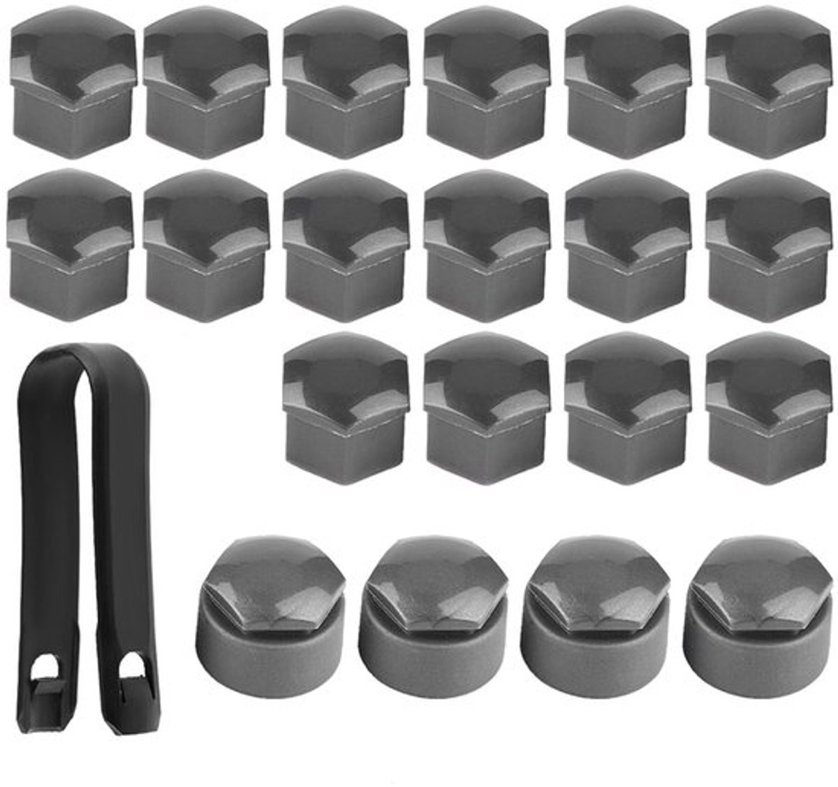 Universele 17mm Wielmoerkappen - 20 Stuks Beschermers voor Auto Wielen, Geschikt voor Diverse Voertuigen (Grijs)