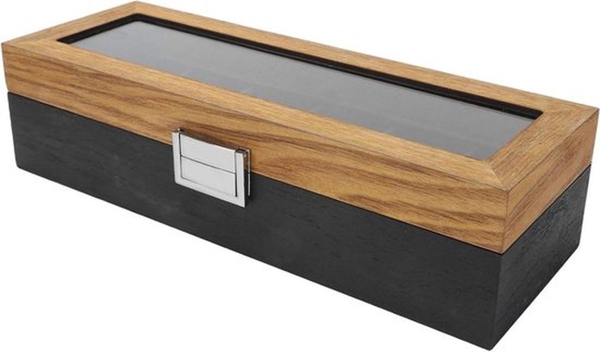 Houten Horlogeopbergdoos met 6 Slots - Decoratieve Organizer voor Horlogeopslag en Display, Perfect voor Verzamelaars