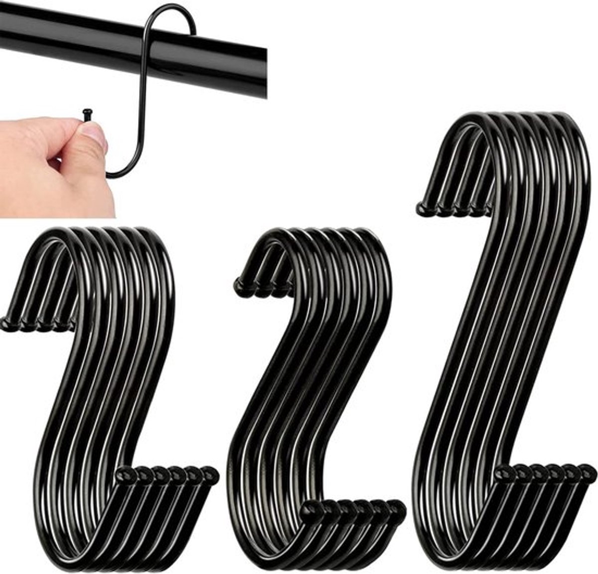 18-delige S-haak set, kleine S-vormige haakjes van metaal, multifunctionele zware S-haken voor keuken, badkamer en kantoorgebruik