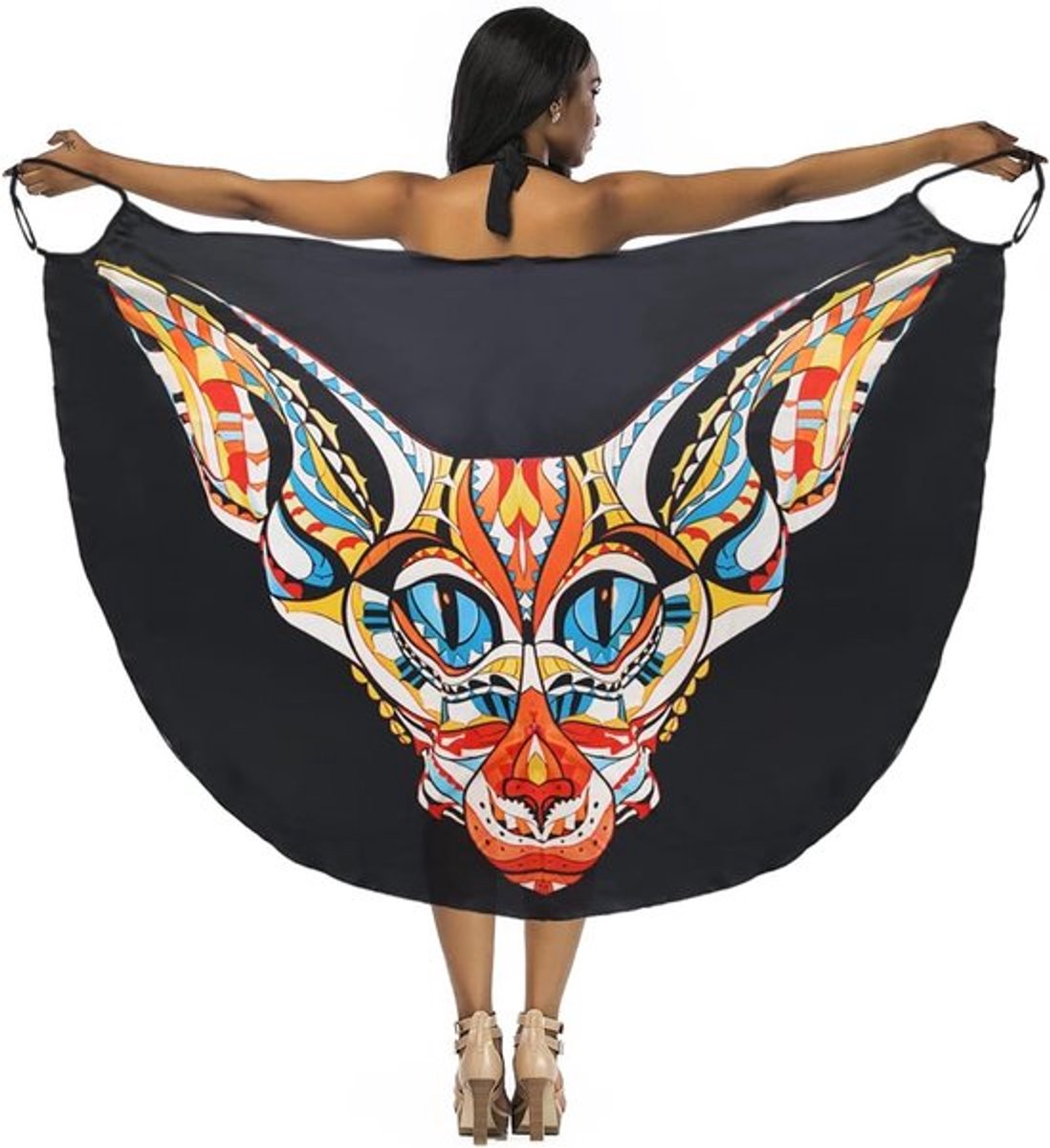 Dames Badjas en Strandkleding met Bohemian Print en Vlinderdesign voor Bikini Cover-Up en Turtleneck Jurken