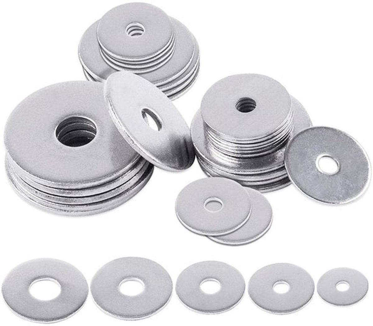 Set van 100 Stuks M6 x 25mm Grote Fender Ringen - Roestvrijstalen Platte Ringen voor Schroefbevestiging en Hardware Locking