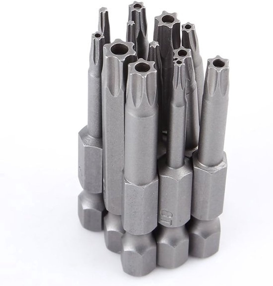 Set van 12 Torx Schroefbits met Magnetische Kop - S2 Staal, Geschikt voor Reparatie en Klussen, T5 T6 T7 T8 T9 T10