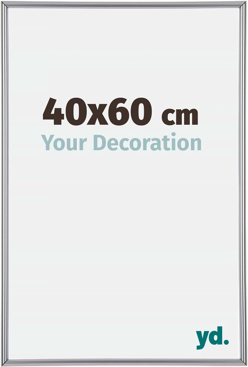Fotolijst 40x60 cm - Zilver Hoogglans - Kunststof met Acrylaatglas - Ideaal voor Posters en Foto's - SnelShoppen