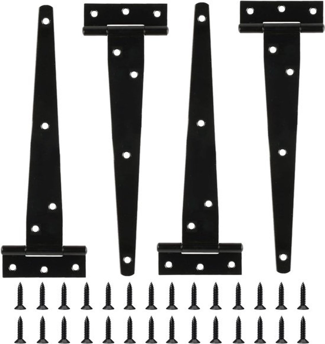 Set van 4 Zware 6 Inch T Scharnieren voor Houten Hekken, Poorten en Staldeuren - Duurzaam en Weerbestendig