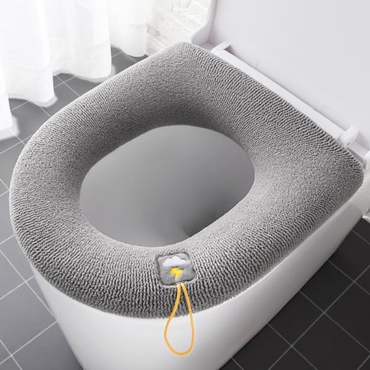 Toiletmat Gewatteerd - Wc-brilhoes Wasbaar - Polyester - Universale Gebreide Hoes - Hygiënisch - Volledig Omhulde Ontwerp