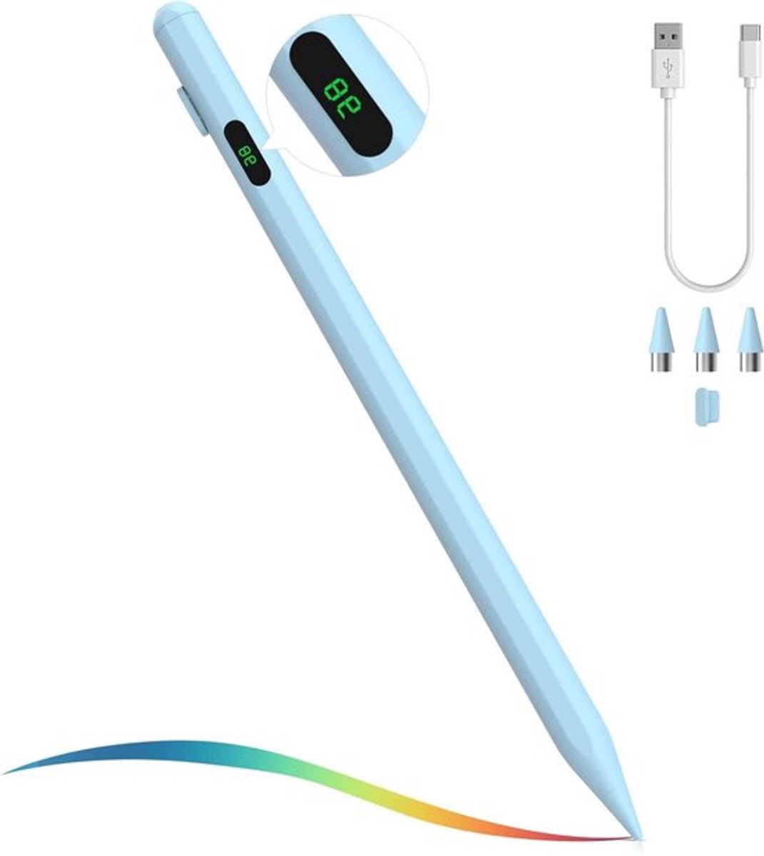 Stylus Pen voor Touch Screen, Actieve Universele Pen Geschikt voor iPad, iPhone, Samsung en Tablets, Met Batterijweergave, Perfect voor Tekenen en Schrijven