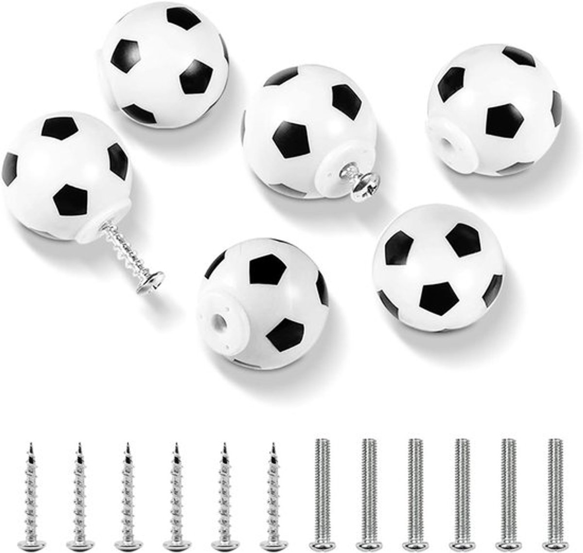 6 Stuks Voetbal Ladeknoppen - Sportthema Decoratieve Handgrepen voor Meubels, Kasten en Dressoirs