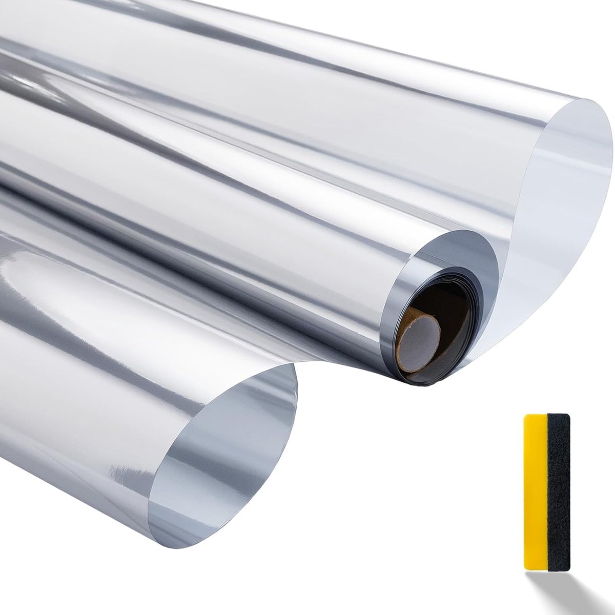 SnelShoppen - Zindoo Raamfolie Zonder Lijm, Reflectief, Eenzijdig, 99% UV-Bescherming, Warmte Regulatie, Zilver, 90 x 200 cm