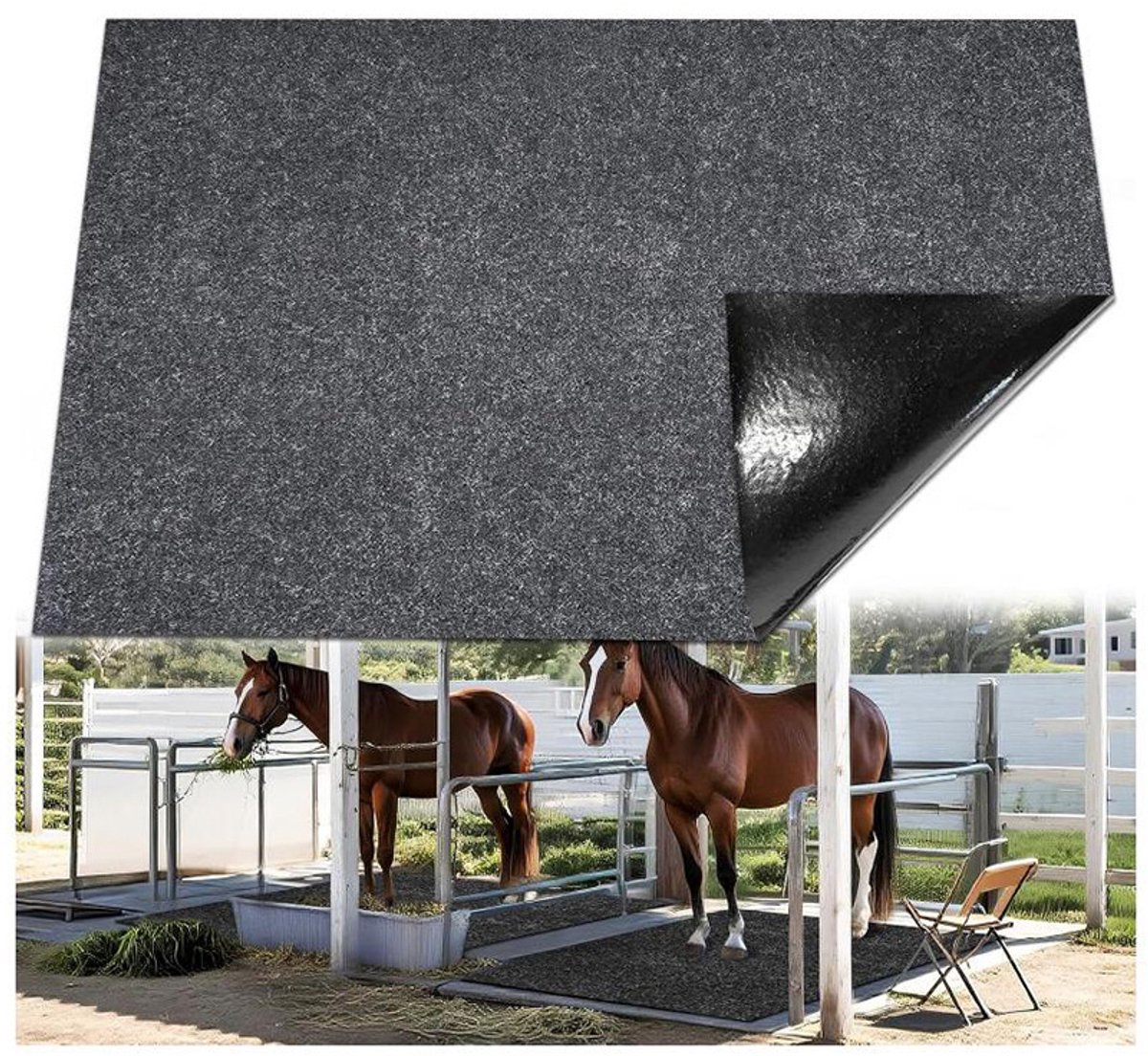 Antislip viltmat voor stallen – 1 stuk (120 x 180 cm, 3 mm) – Op maat te snijden stalvloer – Antislipmat voor paarden, vee, schapen, konijnen, varkens en huisdieren