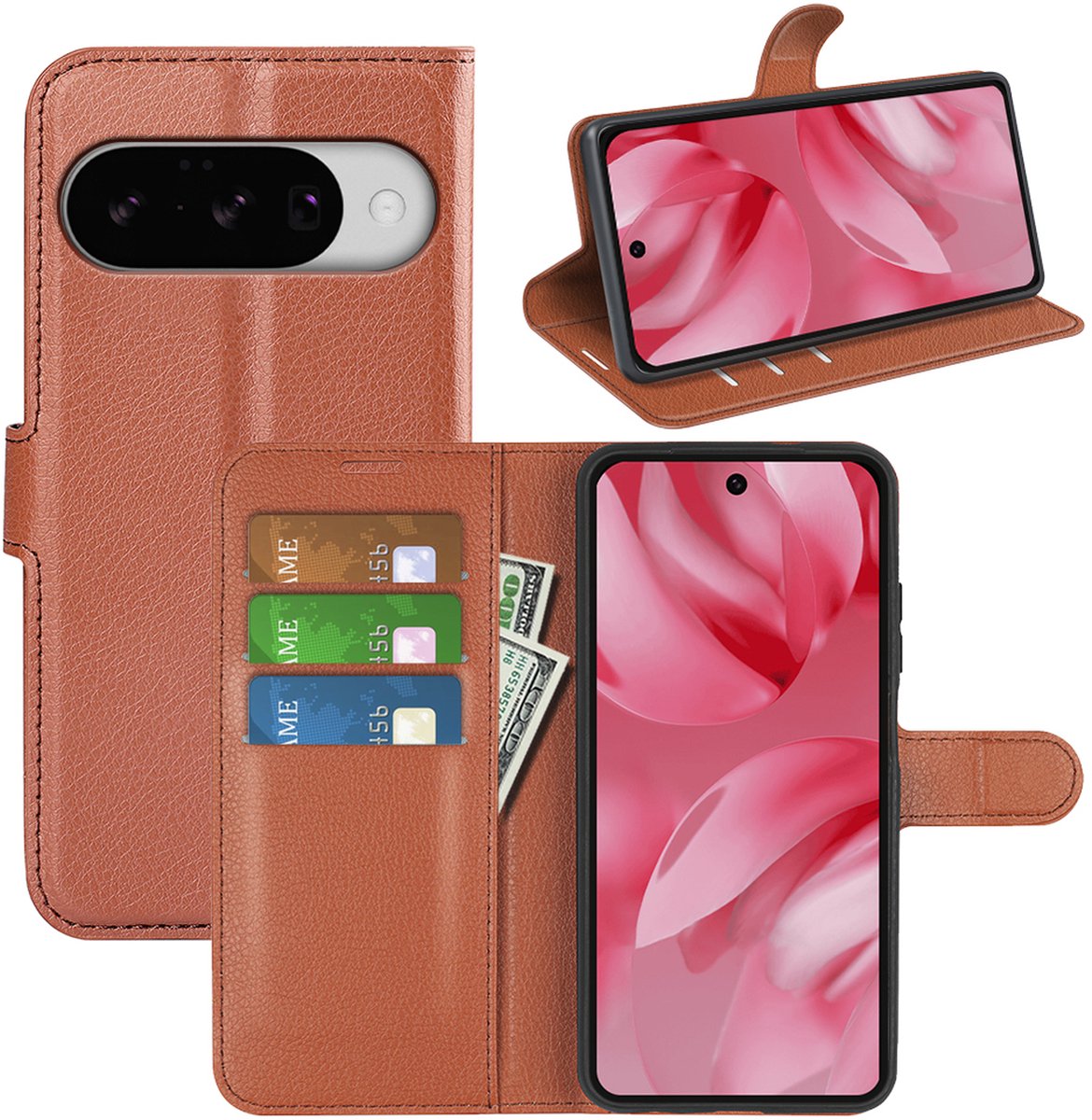 MobyDefend Hoesje - Geschikt voor Google Pixel 11 - Kunstleren Wallet Book Case (Sluiting Voorkant) - Bruin